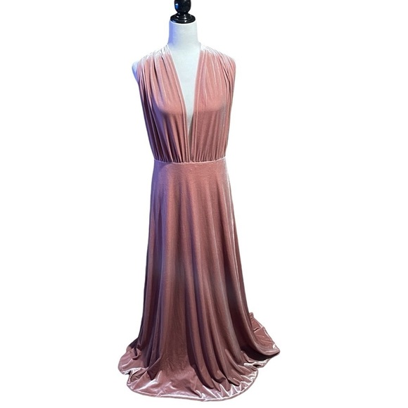 Revelry Dresses & Skirts - REVELRY Pink Velvet Micah Convertible
Tie Maxi Dress Back Zipper - Size Medium